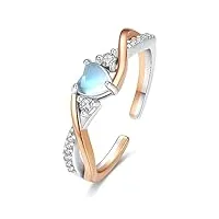 bague pierre de lune pour femmes, anneau ouvert en argent sterling 925, bague de nœud celtique/anneau de fiançailles pour femmes fille