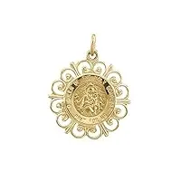 collier avec pendentif rond en or jaune 14 carats - médaille 18,5 - cadeau pour femme, métal