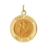 collier avec pendentif en or jaune 14 carats 15 mm poli rond médaille saint-joseph bijoux cadeaux pour femme, métal