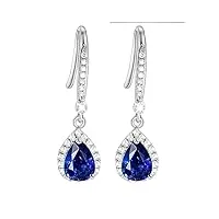 amdxd boucles d'oreilles saphir pour femme - or 750 - classiques - délicat - bleu - diamant - avec certificats, or jaune 18 carats (750), saphir