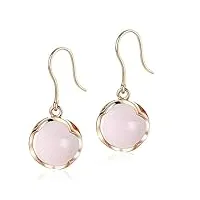 amdxd boucles d'oreilles en or véritable - quartz rose - 7,6 ct - boucles d'oreilles de noël - or rose 18 carats - pour fille, or rose 18 carats (750), quartz