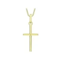 amazon essentials collier à pendentif en forme de croix en or jaune 9 carats (précédemment amazon collection)