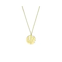 collier réglable en or jaune 14 carats avec pendentif médaille découpée d'amour pour femme – 46 cm, métal