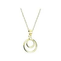 sofia milani - collier pour femme en argent 925 - plaqué or - avec pierre de zircon - avec pendentif en forme de cercles - n0661