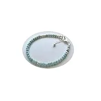 world wide gems genuine larimar rondelle 5-7mm faceted 7inch sterling silver stacking beaded bracelet, simple layering, dainty gemstone bracelet, fine jewelry, minimalist,