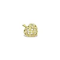 italian jewelry and craftsmanship pendentif massif en or jaune 18 kt (750) cœur réticulé avec pierres de zircone, 20 mm, métal précieux (or 18 carats), zircone cubique