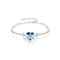george · smith bracelets argent plaqué amour coeur cristal bracelet pour femmes filles bijoux anniversaire fête des mères saint valentin cadeaux pour maman elle (bleu)