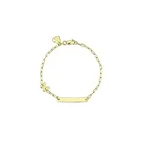 jewelryweb bracelet en or jaune 14 carats pour enfants avec trombones et ailes d'ange papillon et cœur – 15 cm, métal