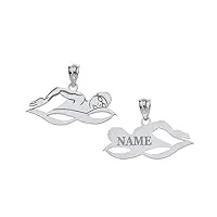 joyara collier pendentif personnalisé gravable argent fin 925/1000 nageur sports charm avec votre nom (longeur chaîne disponible 40cm - 45cm - 50cm - 55cm) 50cm
