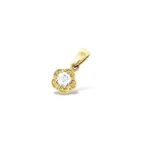 italian jewelry and craftsmanship pendentif en or jaune 18 kt (750) fleur et point de lumière en zircone, 18 mm, métal précieux (or 18 carats), zircone cubique