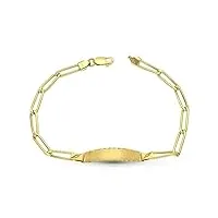 inmaculada romero ir gourmette bracelet creux 18k en or 18,5 cm. lien de plaque de bord hautement