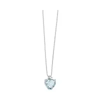 gioielleria glq 272 collier avec aigue-marine en forme de cœur de comète pour femme, 42 cm, or blanc, aigue-marine diamant