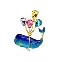 broches et pin's ballons en émail et baleines broches pour femmes cartoon fashion pin crystal bijoux bleu couleur