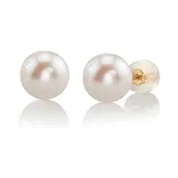 18k boucles d'oreilles en perles de culture pour femme aaa en or jaune 18 carats, tailles 6 à 8 mm, 7mm, or jaune, perle