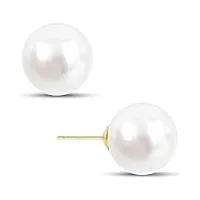 perorno 18k boucles d'oreilles en perles de culture pour femme aaa en or jaune 18 carats, tailles 6 à 8 mm, 8mm, or jaune, perle