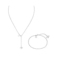 purelei® lotus parure de bijoux pour femme en acier inoxydable durable avec collier et chaîne de cheville, acier inoxydable