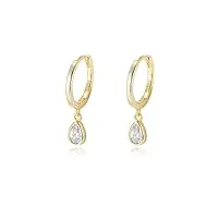 boucles d'oreilles créoles en argent sterling 925 plaqué or avec breloques en diamant et pierres précieuses naturelles pendantes pour femme