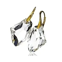arande cristaux originaux belles boucles d'oreilles uniques galactique or argent 24 carats certificat d'or