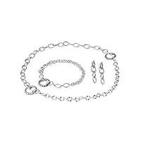 ernstes design parure de bijoux s001 en acier inoxydable avec bracelet, boucles d'oreilles et collier