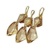 arande cristaux originaux beau ensemble unique de boucles d'oreilles pendentif golden cosmo plaqué argent certificat d'or 24 carats