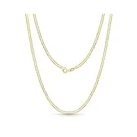 amberta allure collier en or 9 carats pour femme: 2mm chaîne en or fin 45 cm