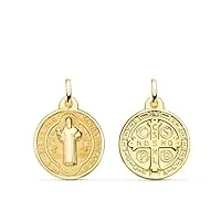 alda joyeros médaille saint benoît 24 mm mat et brillant - or jaune 18k 750 - pendentif scapulaire religieux, pequeño, or jaune, pas de gemme