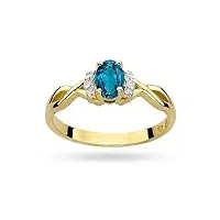 marko bague de fiançailles pour femme en or jaune avec topaze bleue londonienne 0,50 ct et diamants 0,05 ct - or 14 carats (585) - avec boîte - bague en or pour femme, métal précieux pierre précieuse,