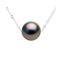 pearls & colors - collier chaîne perle de culture de tahiti ronde 8-9 mm - qualité a+ - argent 925 - bijou femme