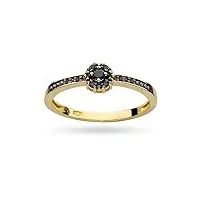marko bague de fiançailles en or pour femme avec diamants noirs 0,09 ct, or 14 carats (585) | bague en or avec boîte | bague en or pour femme, pierre précieuse métal précieux, diamant noir