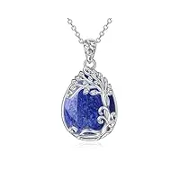 yafeini collier lapis lazuli en argent sterling 925 avec pendentif arbre de vie, bijoux cadeaux pour femmes et filles (gg-arbre de vie lapis lazuli)
