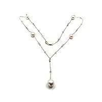 generico collier en or rose 18 k, 750, avec améthyste facettée, zircone cubique et perles d'eau douce violette., 48 cm, or, améthyste zircone cubique perle