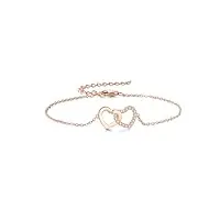 gw bracelet femme argent femme 925 massif avec pendentif zirconium pour cadeau femme bijoux, rose gold