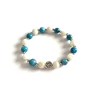 générique bracelet detox en apatite bleue et pierres de lune de 8mm et arbre de vie fait à la main. bracelet purifié et recharger