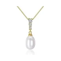 colliers de bijoux en or avec une seule perle pour femmes, ouxi grand pendentif en perle blanche, collier en cristal, chaîne plaquée or 18 carats en argent sterling 925