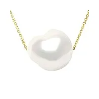 pearls & colors - collier chaîne en or et véritable perle de culture d'eau douce baroque - blanc naturel - qualité aaa+ - bijou femme