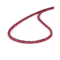 gemstone couture collier de perles de rubis naturel pour femmes, perles de pierres précieuses, bijoux en argent sterling 925, 45cm