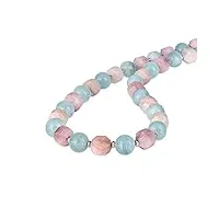 gemstone couture collier de perles d'aigue-marine et de kunzite pour femmes, bijoux en perles de pierres précieuses faites à la main en argent sterling 925-45 cm