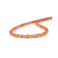 gemstone couture collier de perles en saphir rose mandarine grenat pour femme, bijoux en perles de pierres précieuses faites à la main en argent sterling 925-50 cm