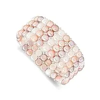 bracelet extensible avec perles de culture en plastique de 6 7 mm et 4 rangées de perles d'eau douce, perle