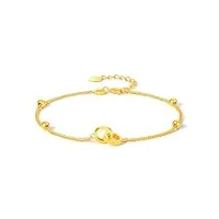 zhou liu fu bracelet en or 18kt pour femmes, bracelet en or 18k bijoux de fantaisie bracelet double cercle à l'infini en or rose pour adolescente petite fille petite amie