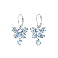 boucles d'oreilles pendantes papillon en argent sterling 925 boucles d'oreilles pierre de lune cadeaux bijoux papillon pour femmes