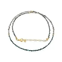 gemstone couture collier de perles de diamant bleu et gris, bijoux de perles de pierres précieuses faites à la main en argent sterling 925 pour femmes - 50 cm