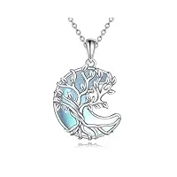 yafeini collier en argent sterling 925 avec pendentif en forme d'arbre de vie et pierre de lune pour femmes et filles (uu-collier pierre de lune arbre de vie lune)