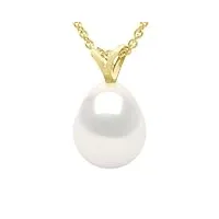 pearls & colors - collier perle de culture d'eau douce poire - qualité aaa+ - or 750 millièmes (18 cts) - chaîne offerte - bijou femme