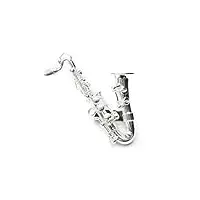 miniblings broche saxophone saxophone + boîte plaquée argent – bijou fantaisie fait main i Épinglette badge, 50mm, métal