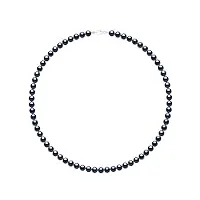 pearls & colors - collier véritable perle de culture d'eau douce semi-ronde - qualité aaa+ - argent 925 - bijou femme