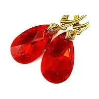 arande opulent parure de bijoux en cristal rouge – or et argent, boucles d'oreilles, pendentif, plaqué argent 24 carats, certificat