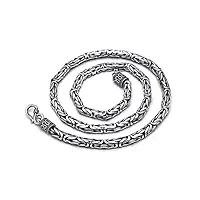 tymont collier de chaîne byzantine en argent sterling pour homme, bijoux hip hop en argent sterling 925 de style italien.,silver 50cm,3.5mm thick