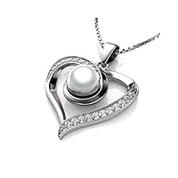 dephini bijoux en or blanc 14 carats avec cœurs et zircons, collier de perles de luxe pour femme, zircone cubique
