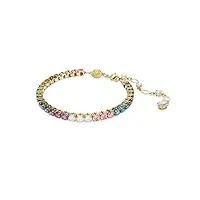 swarovski bracelet matrix, coupe ronde, multicolore, placage de ton or